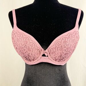 Victoria’s Secret 34DD Lace Demi Bra Pink Mauve Underwire